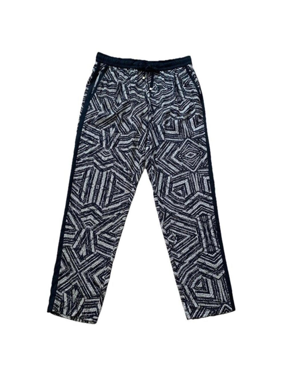Calvin Klein Geometric Pull On Pants Medium Black Tan Drawstring Waist NWT